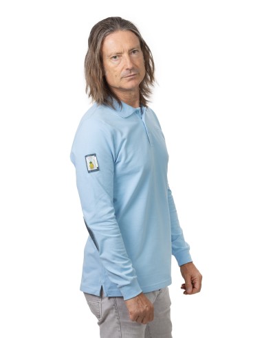 Men's Long Sleeve Pique Polo Shirt (TDF) - Skylight