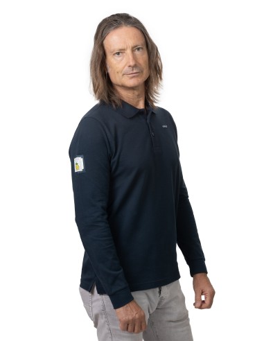 Men's Long Sleeve Pique Polo Shirt (TDF) - Deep blue