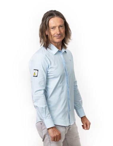 Men's Long Sleeve Stretch Shirt (TDF) - Skylight