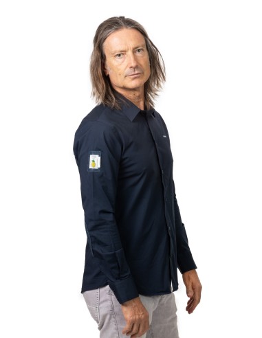 Men's Long Sleeve Stretch Shirt (TDF) - Deep blue